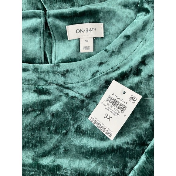 On 34th Dark Forest Green Crushed Velvet Midi Dress Plus 3X NWT - Picture 4 of 5